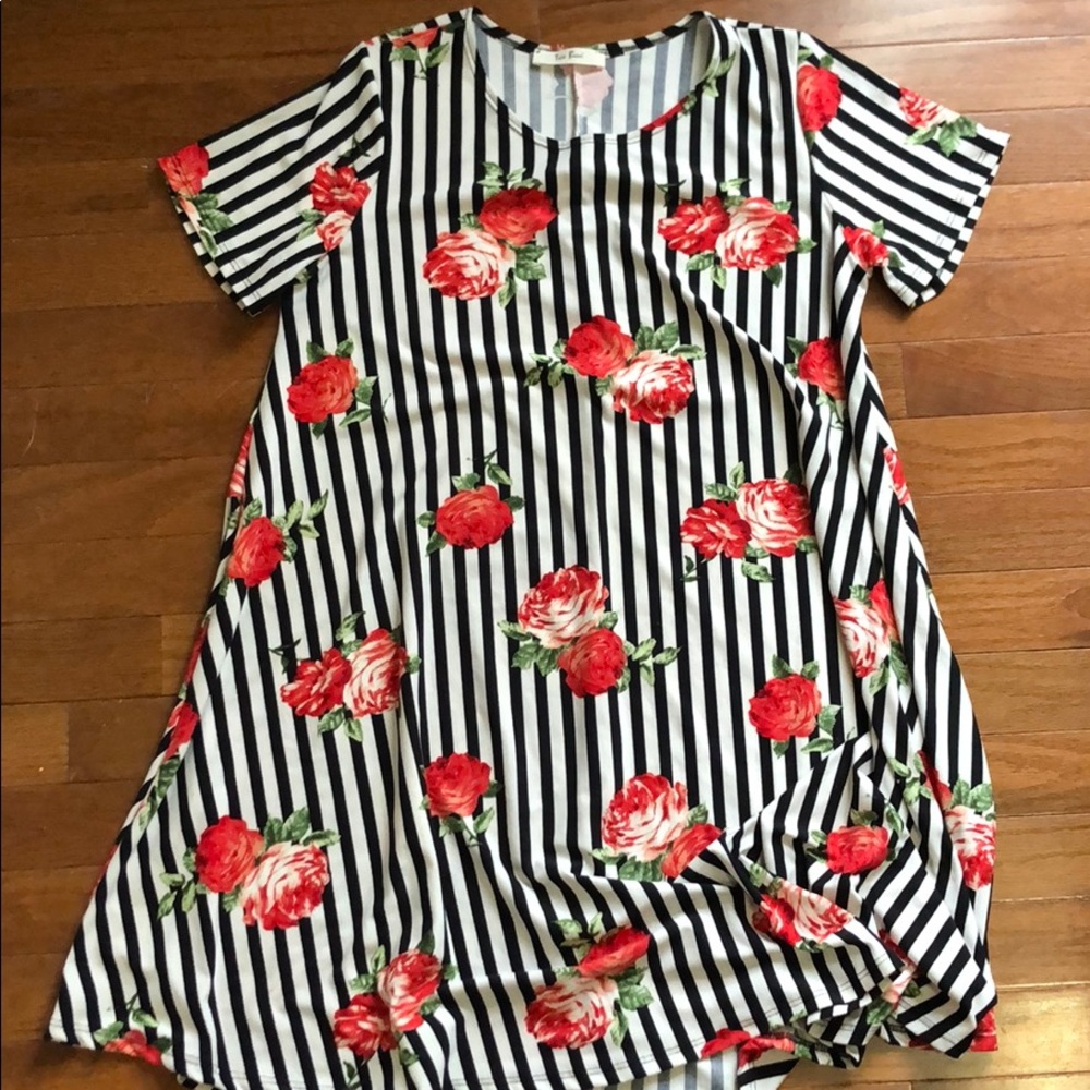 Black Striped floral dress